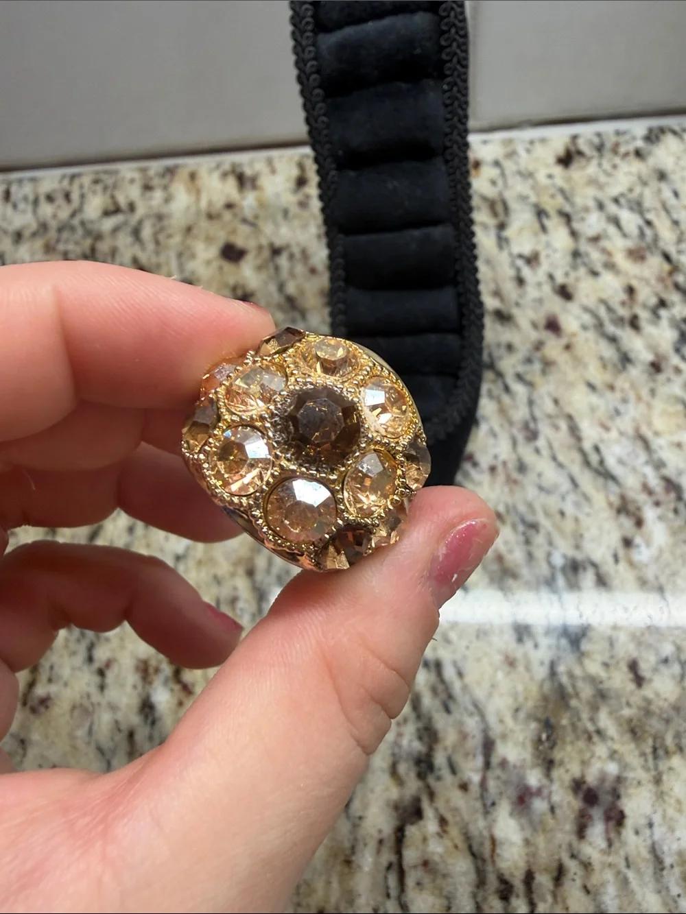 Gold-Tone Crystal Cluster Ring - Elegant Women's Statement Ring